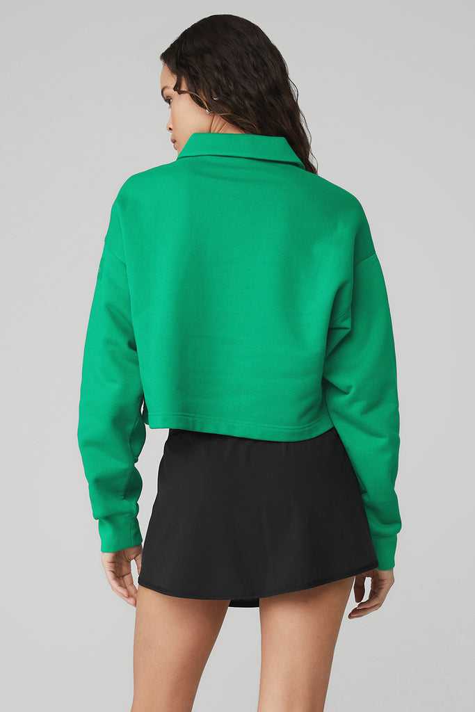 Mikiny Alo Yoga Polo Henley Zelene Tyrkysové | OBDFUWH-04