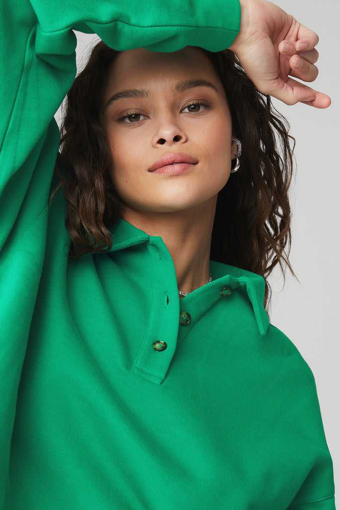 Mikiny Alo Yoga Polo Henley Zelene Tyrkysové | OBDFUWH-04