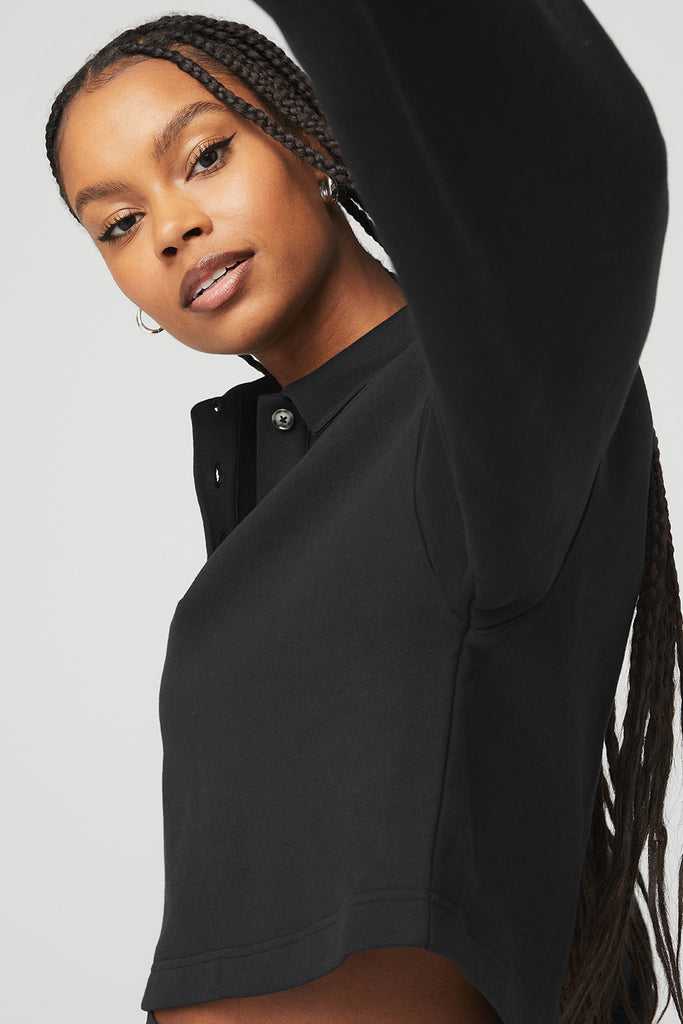 Mikiny Alo Yoga Polo Henley Černé | SZYXDUG-91