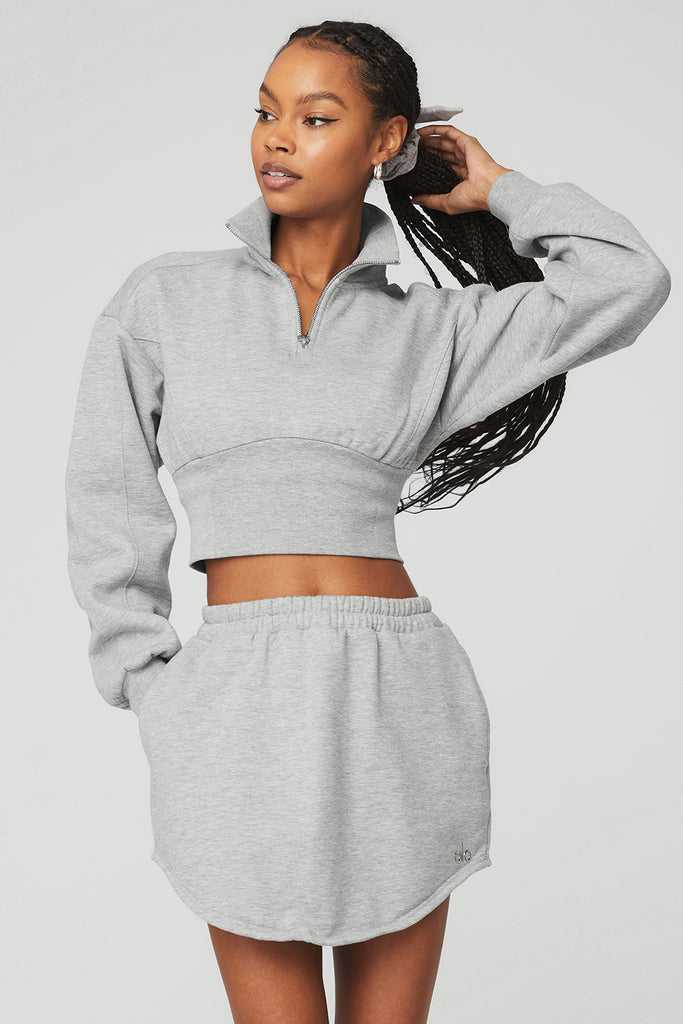 Mikiny Alo Yoga Vixen 1/4 Zip Šedé | KDHFTJM-31