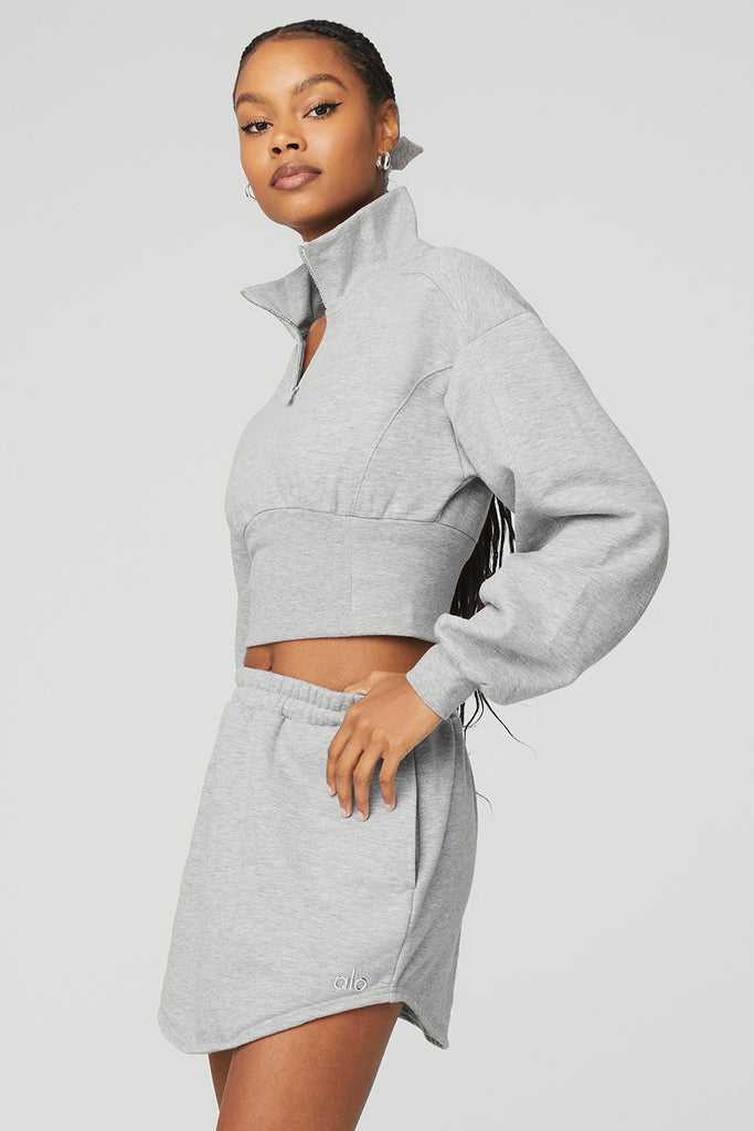 Mikiny Alo Yoga Vixen 1/4 Zip Šedé | KDHFTJM-31