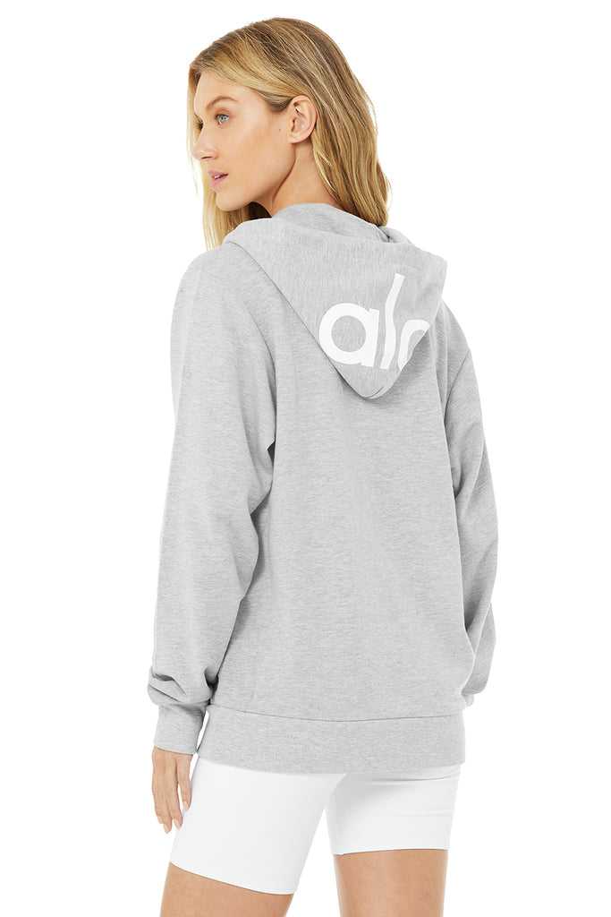 Mikiny S Kapucí Alo Yoga Caliber Zip Šedé Bílé | BYDLVSH-37