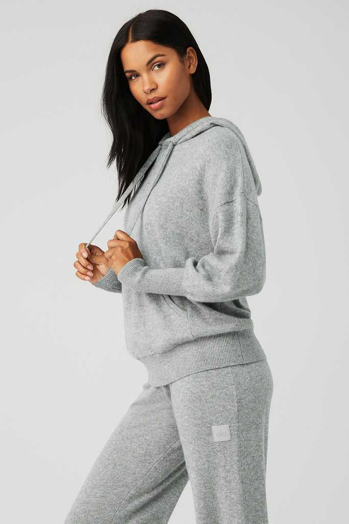 Mikiny S Kapucí Alo Yoga Cashmere Jet Set Šedé | HQLRFKX-42