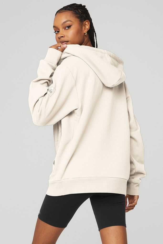 Mikiny S Kapucí Alo Yoga Everyday Full Zip Bílé | LROQWHY-24