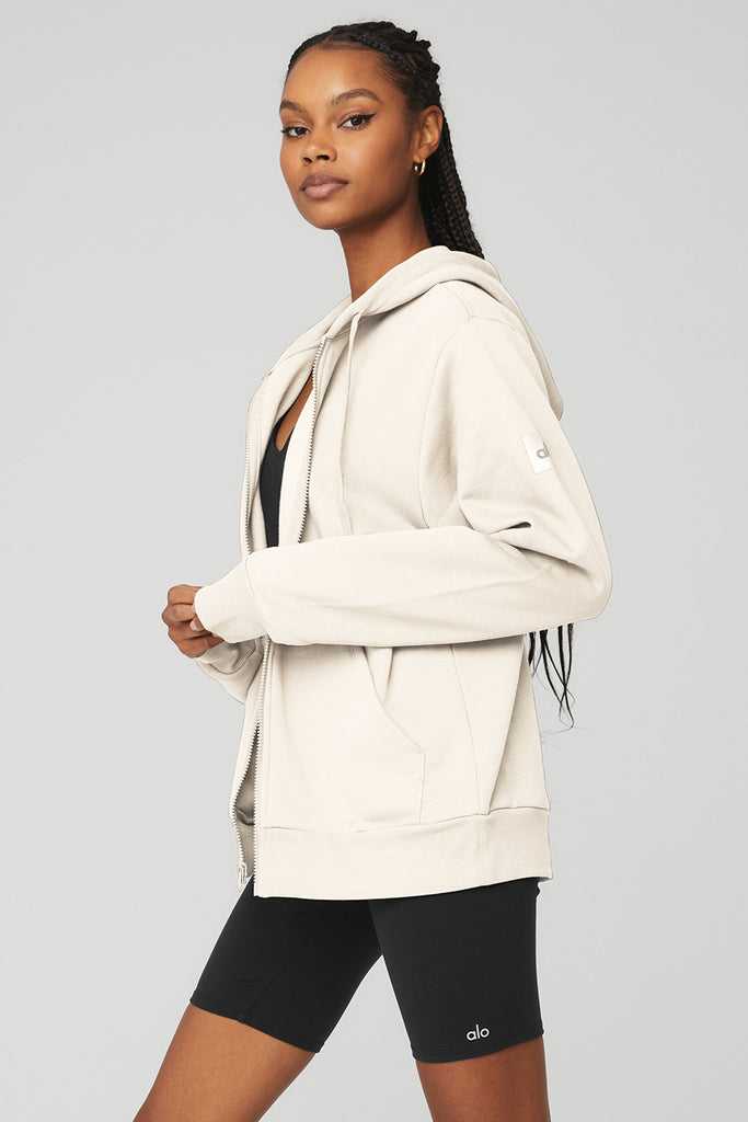 Mikiny S Kapucí Alo Yoga Everyday Full Zip Bílé | LROQWHY-24