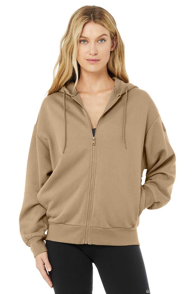 Mikiny S Kapucí Alo Yoga Hype Full Zip Hnědožlutý | QPIJXKR-25