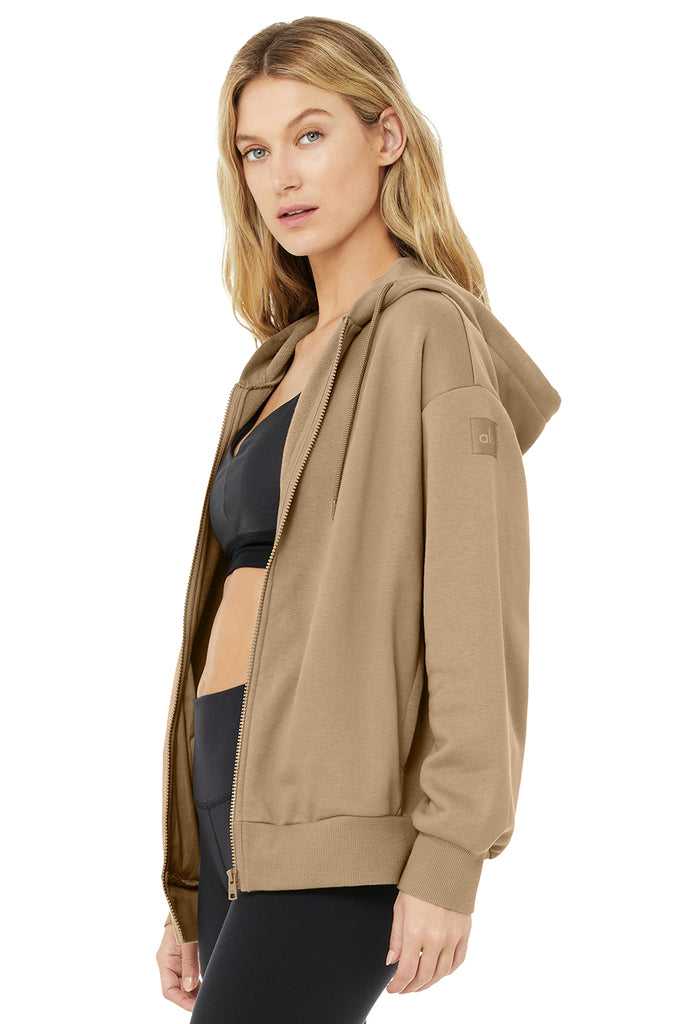 Mikiny S Kapucí Alo Yoga Hype Full Zip Hnědožlutý | QPIJXKR-25