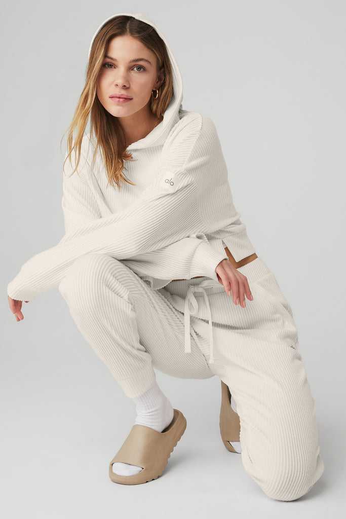 Mikiny S Kapucí Alo Yoga Muse Bílé | MDHGCTR-30