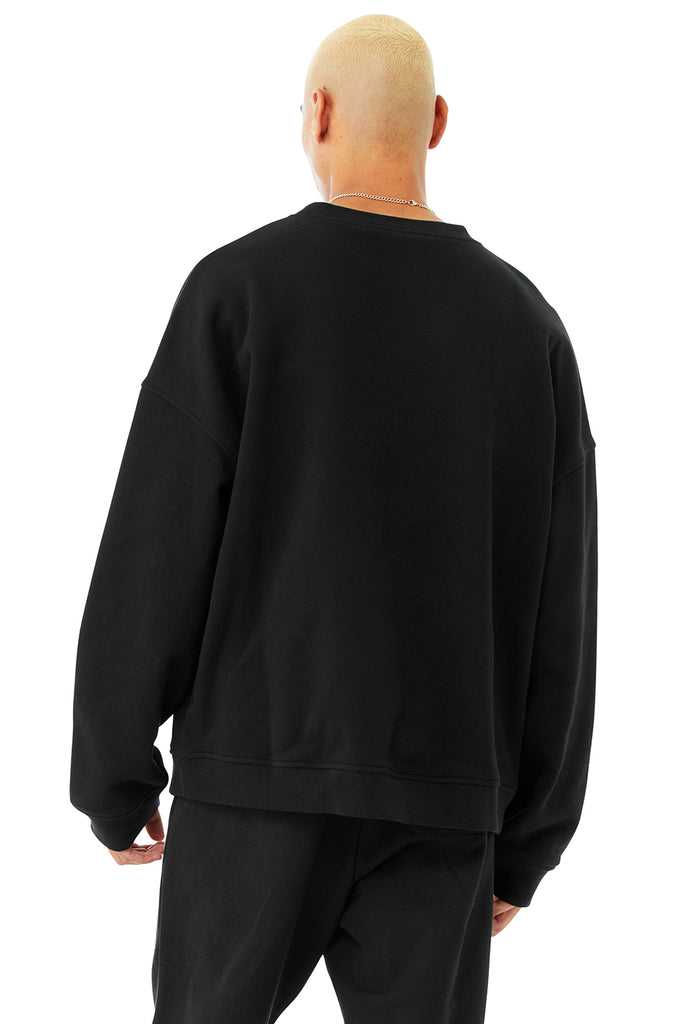 Mikiny S Kapucí Alo Yoga Renown Heavy Weight Emblem Crew Neck Černé | XULYDAP-20