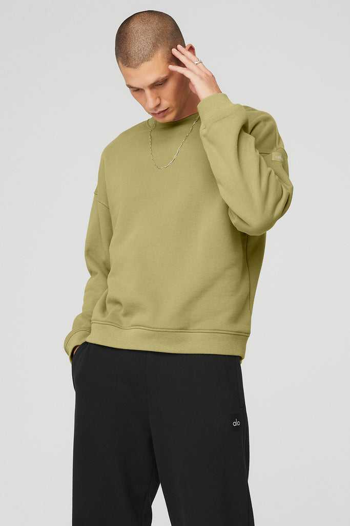 Mikiny S Kapucí Alo Yoga Renown Heavy Weight Crew Neck Hořčice | YGUFSDZ-28