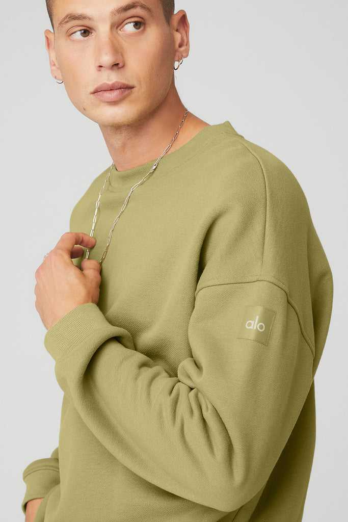 Mikiny S Kapucí Alo Yoga Renown Heavy Weight Crew Neck Hořčice | YGUFSDZ-28