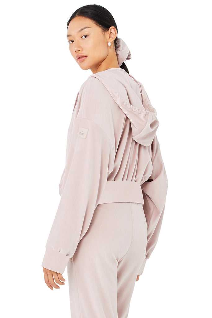 Mikiny S Kapucí Alo Yoga Velour Glimmer Full Zip Růžové | AYKWQMP-03