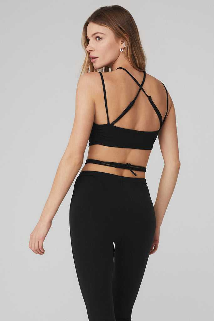 Podprsenky Alo Yoga Airbrush Electric Off The Shoulder Černé | BXTSGVY-93