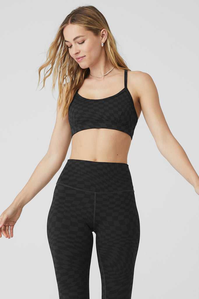 Podprsenky Alo Yoga Jacquard Checkered Gratitude Černé Tmavě Šedé | AUGIBNL-30