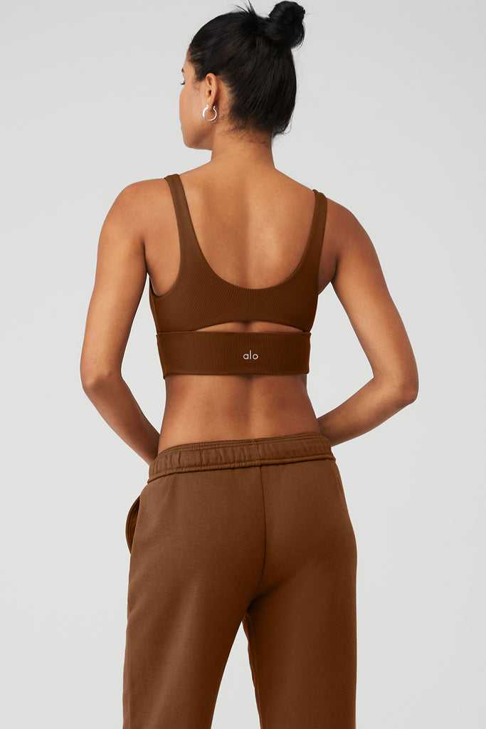 Podprsenky Alo Yoga Slit Hnědé | OXUKDIJ-14