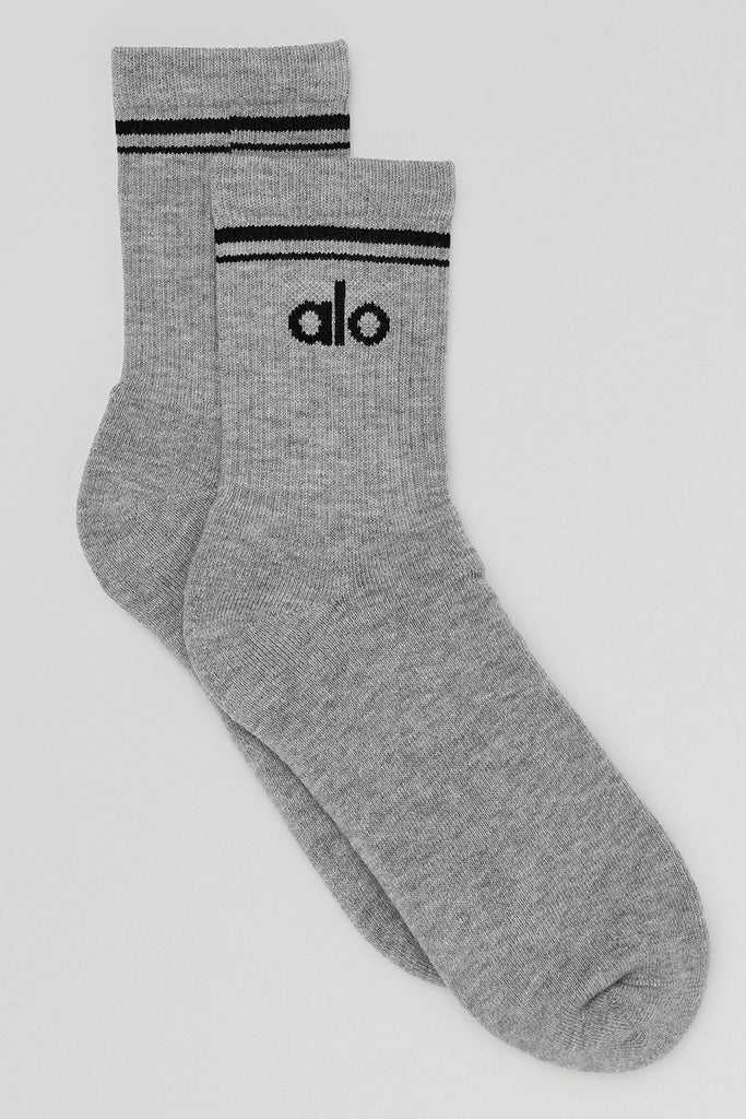 Ponožky Alo Yoga Half-Crew Throwback Šedé Černé | FZKSDCT-15