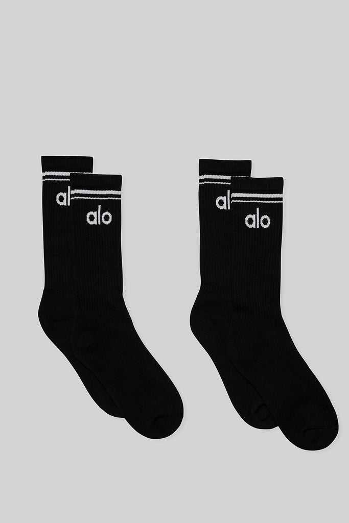 Ponožky Alo Yoga Throwback (2 Pack) Černé Bílé | BLYDRWA-40
