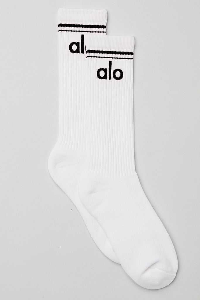 Ponožky Alo Yoga Throwback Bílé Černé | VTAXBSK-49