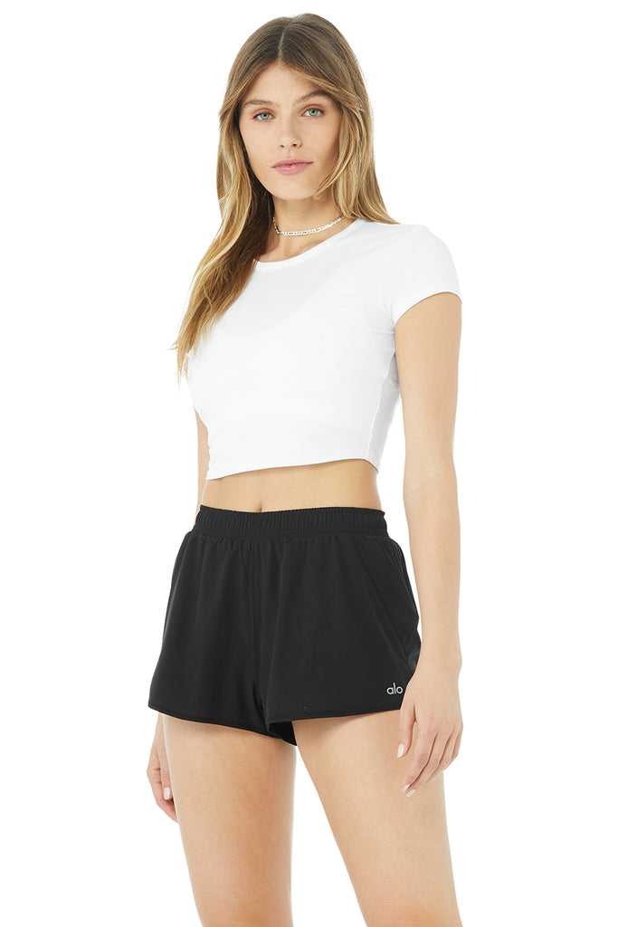 Short Sleeve Alo Yoga Alosoft Crop Finesse Bílé | CGXOSHR-92