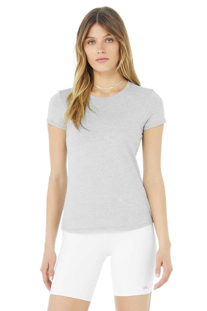 Short Sleeve Alo Yoga Alosoft Finesse Tee Šedé | QTHEWXG-90