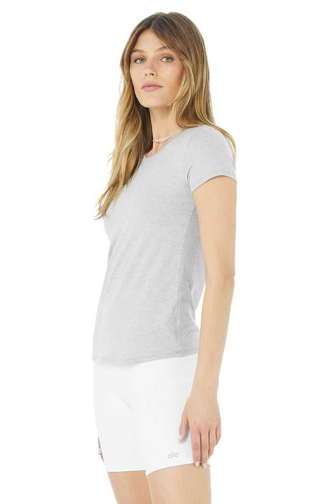 Short Sleeve Alo Yoga Alosoft Finesse Tee Šedé | QTHEWXG-90