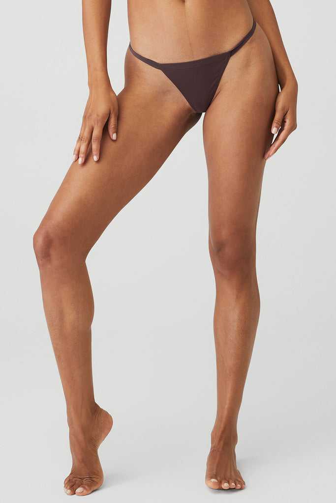 Spodní Prádlo Alo Yoga Airbrush Invisible String Tanga Černé Káva | GZLOCHQ-17
