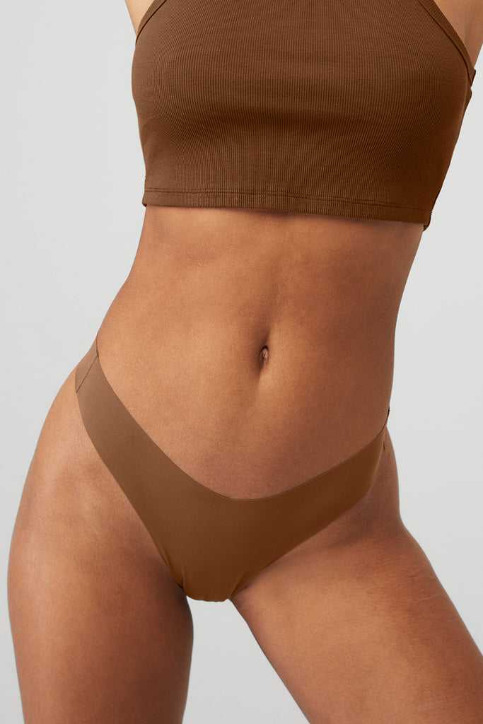 Spodní Prádlo Alo Yoga Airbrush Invisible Tanga Hnědé | YOXRMFL-41