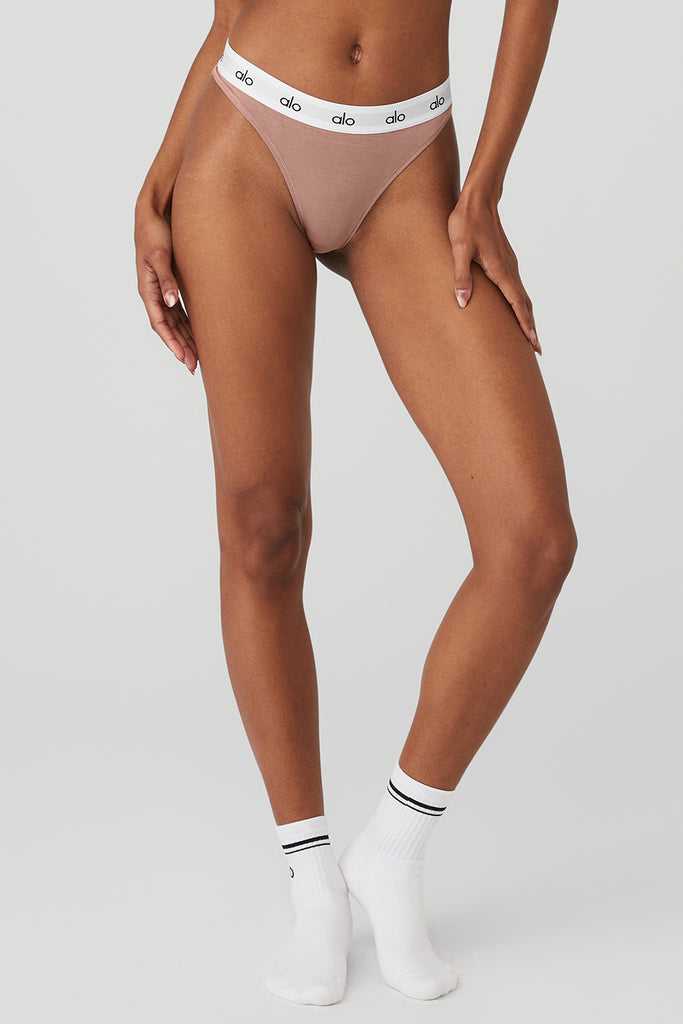 Spodní Prádlo Alo Yoga Icon High-Cut Tanga Světle Fialové | CRHAGBS-72