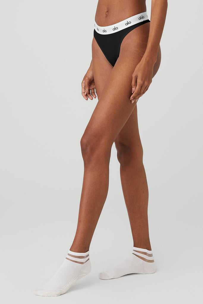 Spodní Prádlo Alo Yoga Icon High-Cut Tanga Černé | YDCJVSG-57