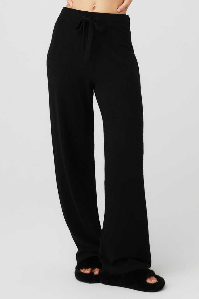 Sportovní Kalhoty Alo Yoga Cashmere High-Pasem Jet Set Široké Leg Pant Černé | YSQMUJK-43