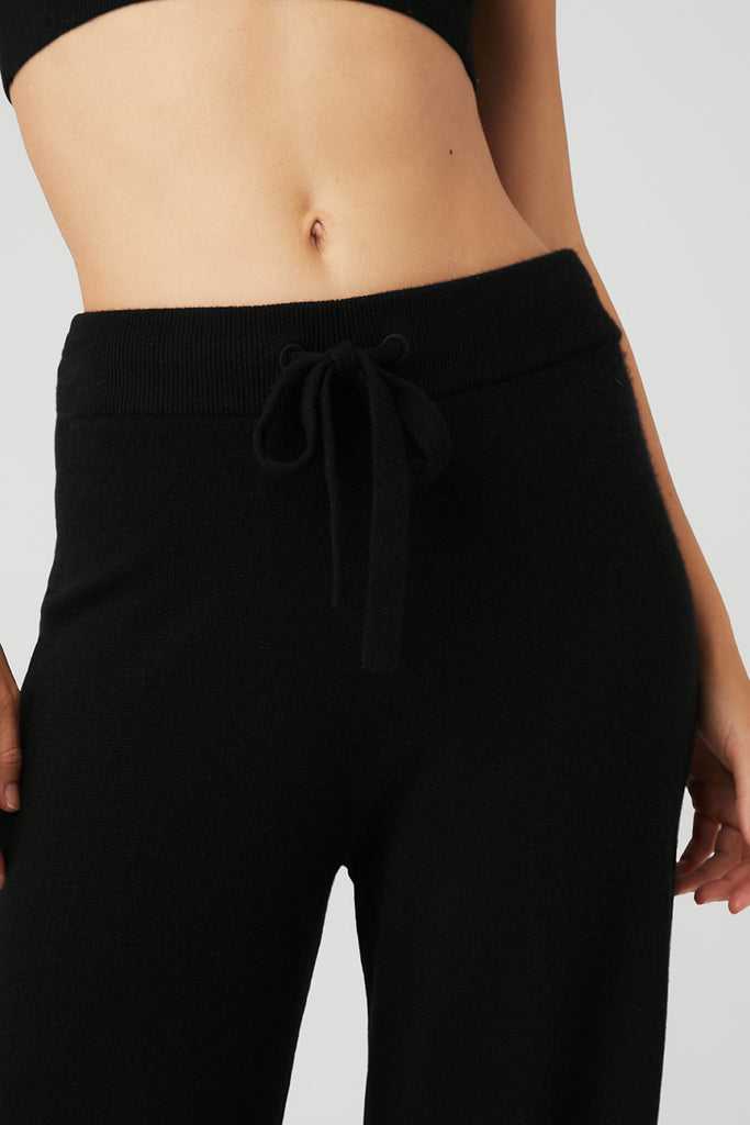 Sportovní Kalhoty Alo Yoga Cashmere High-Pasem Jet Set Široké Leg Pant Černé | YSQMUJK-43