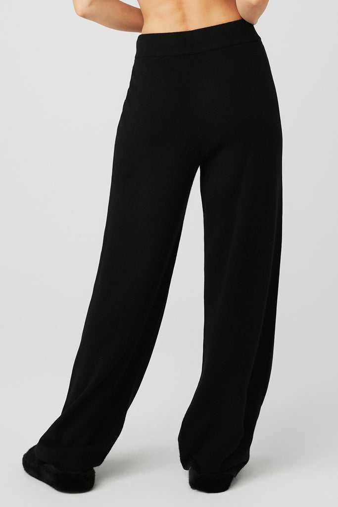 Sportovní Kalhoty Alo Yoga Cashmere High-Pasem Jet Set Široké Leg Pant Černé | YSQMUJK-43