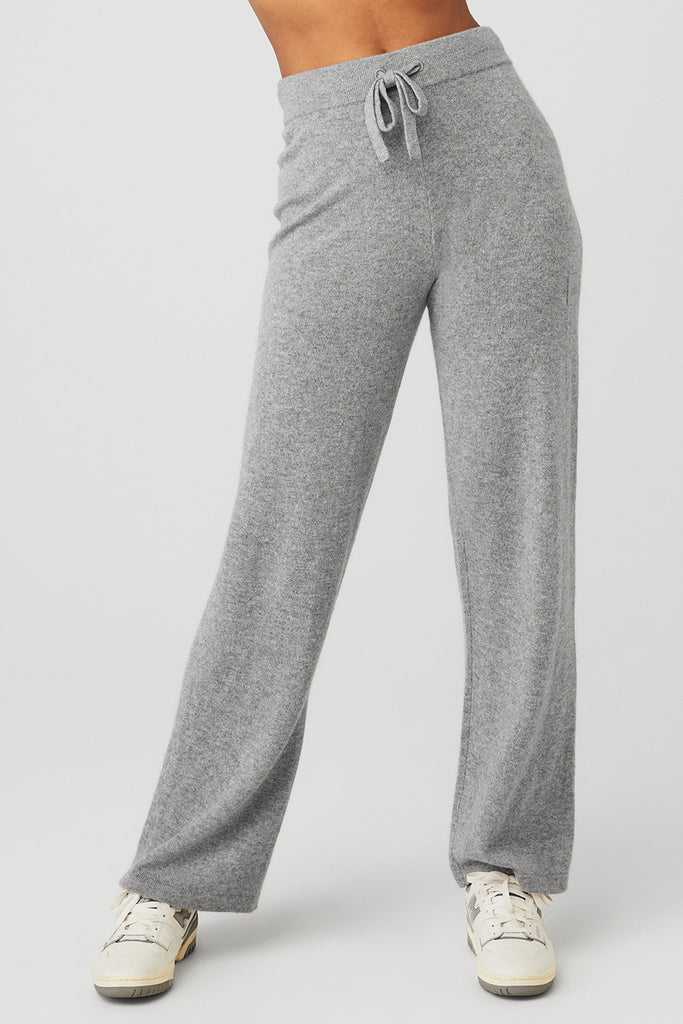 Sportovní Kalhoty Alo Yoga Cashmere High-Pasem Jet Set Široké Leg Pant Šedé | ZIHGTBD-48