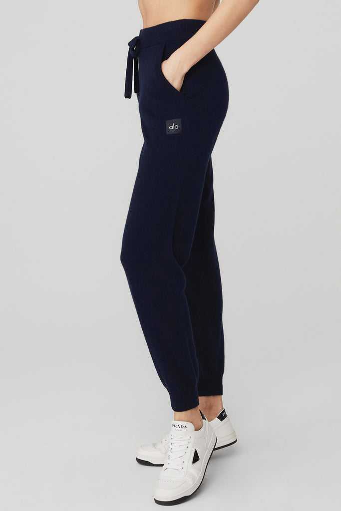 Sportovní Kalhoty Alo Yoga High-Pasem Cashmere Jet Set Pant Tmavě Blankyt | FTGYUZX-81