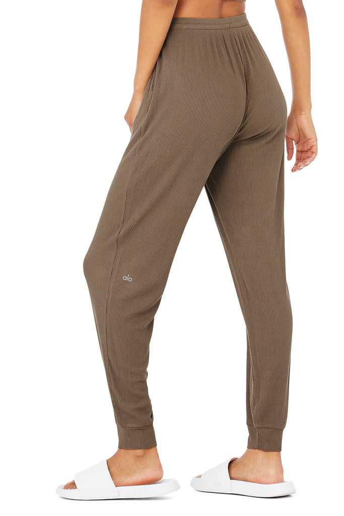 Sportovní Kalhoty Alo Yoga High-Pasem Žebrovaný Whisper Pant Káva | UZHPRKX-45