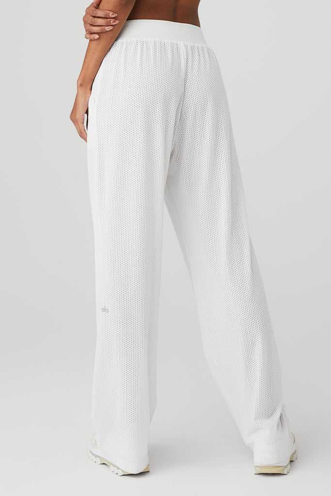 Sportovní Kalhoty Alo Yoga Mesh All-Star Široké Leg Pant Bílé | BEILYGZ-80