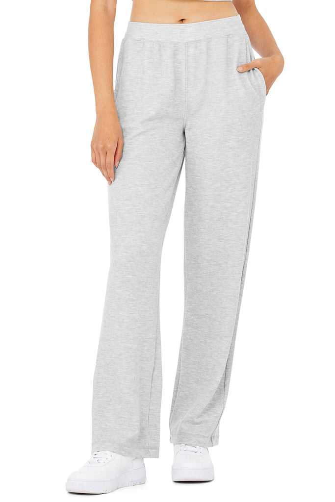 Sportovní Kalhoty Alo Yoga Micro Waffle High-Pasem Pleasant Široké Leg Pant Šedé | VPMDGAU-52