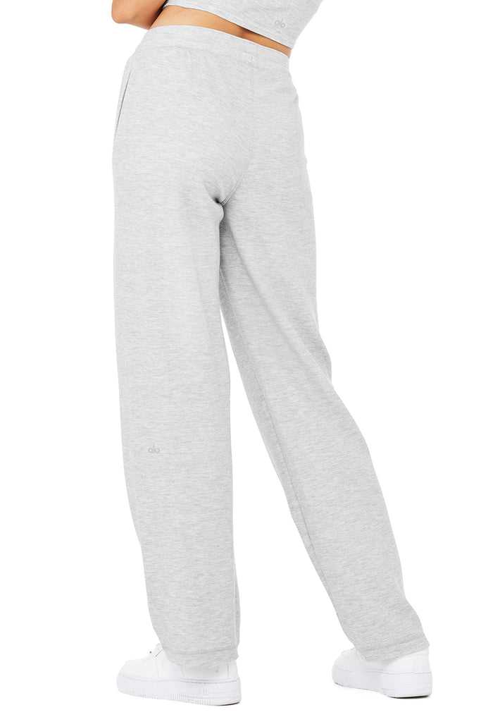 Sportovní Kalhoty Alo Yoga Micro Waffle High-Pasem Pleasant Široké Leg Pant Šedé | VPMDGAU-52
