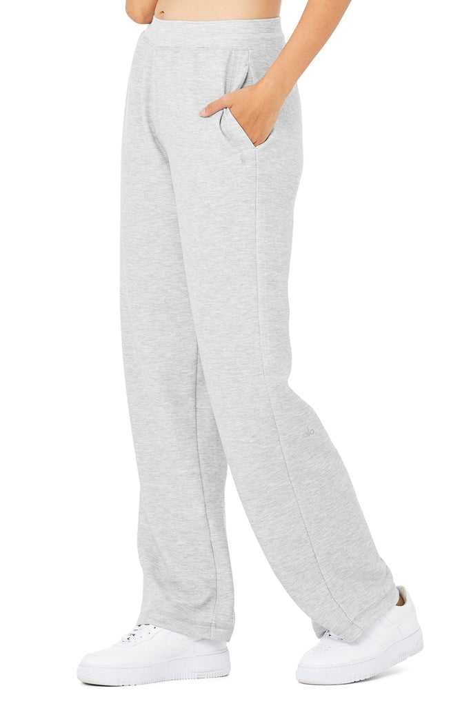 Sportovní Kalhoty Alo Yoga Micro Waffle High-Pasem Pleasant Široké Leg Pant Šedé | VPMDGAU-52
