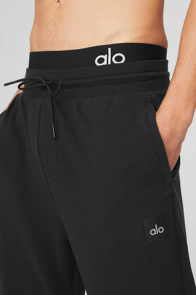 Sportovní Kalhoty Alo Yoga Micro Waffle Fast Break Sweatpant Černé | XMIYJUL-63