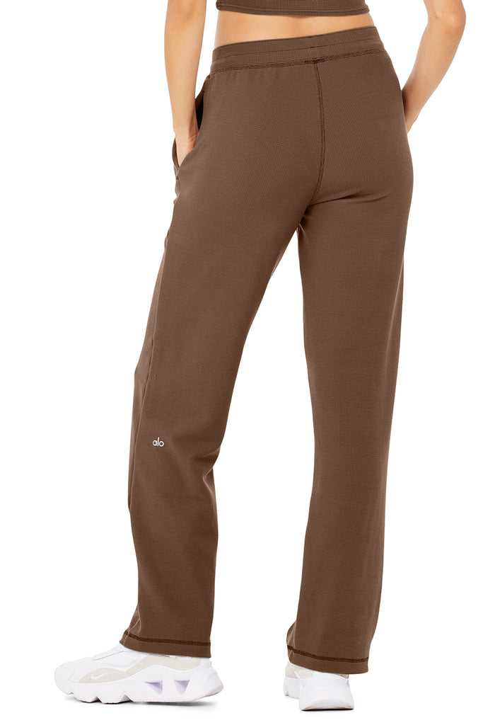 Sportovní Kalhoty Alo Yoga Micro Waffle High-Pasem Pleasant Široké Leg Pant Káva | XTLDNRA-83