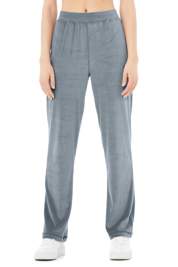 Sportovní Kalhoty Alo Yoga Velour High-Pasem Glimmer Široké Leg Pant Šedé Blankyt | SOKZNBM-04