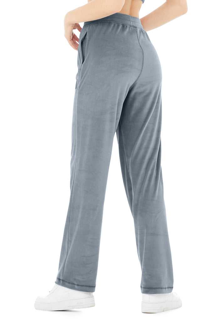 Sportovní Kalhoty Alo Yoga Velour High-Pasem Glimmer Široké Leg Pant Šedé Blankyt | SOKZNBM-04