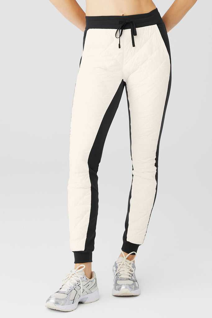 Sportovní Kalhoty Alo Yoga Warm Airbrush High-Pasem Moto Puffer Pant Černé Bílé | TUVIODW-04
