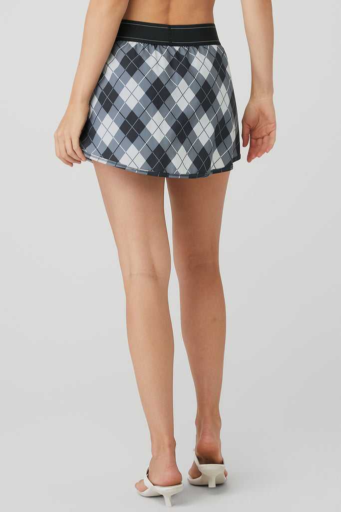 Sukně Alo Yoga Argyle Match Point Tenisové Skirt Černé Tmavě Šedé | IKFHWDQ-36