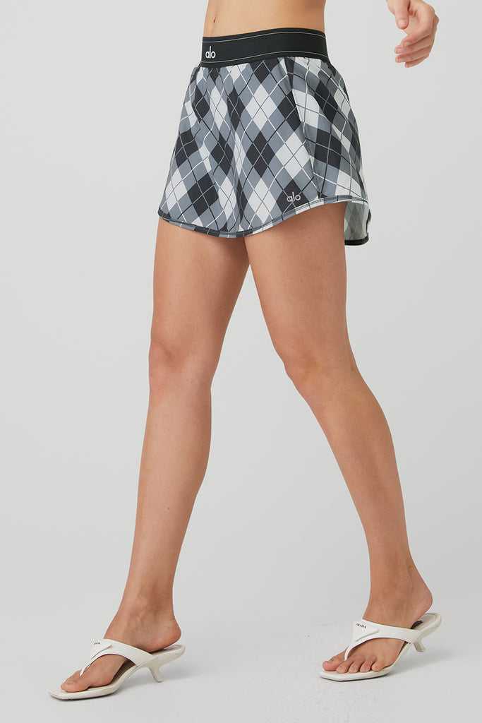 Sukně Alo Yoga Argyle Match Point Tenisové Skirt Černé Tmavě Šedé | IKFHWDQ-36