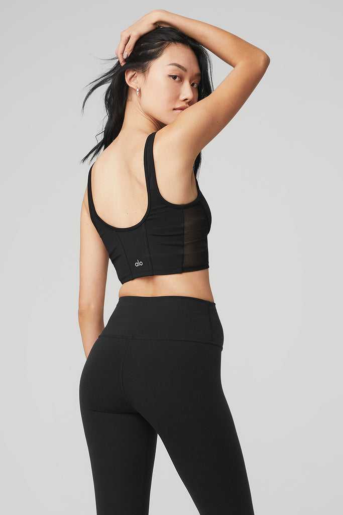 Tílko Alo Yoga Airbrush Mesh Corset Černé | WZBQCIN-59