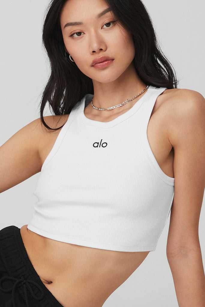 Tílko Alo Yoga Aspire Bílé Černé | VSWRAFN-28