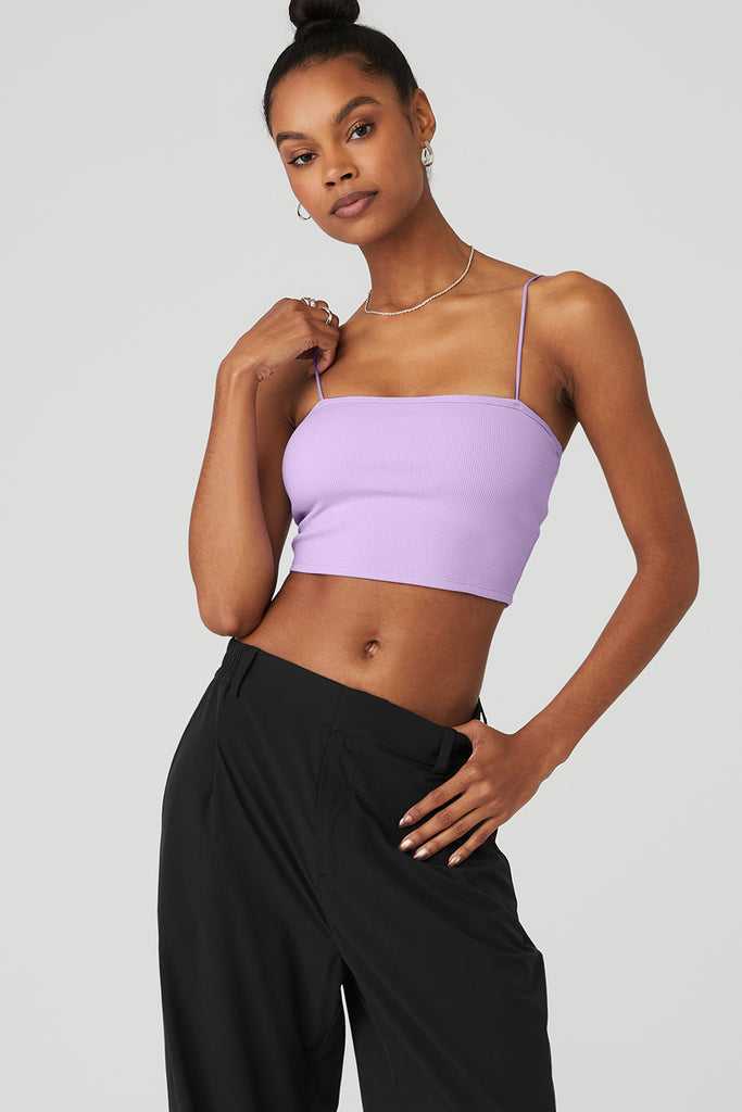 Tílko Alo Yoga Goddess Žebrovaný Bandeau Fialové | UDNOHYR-67