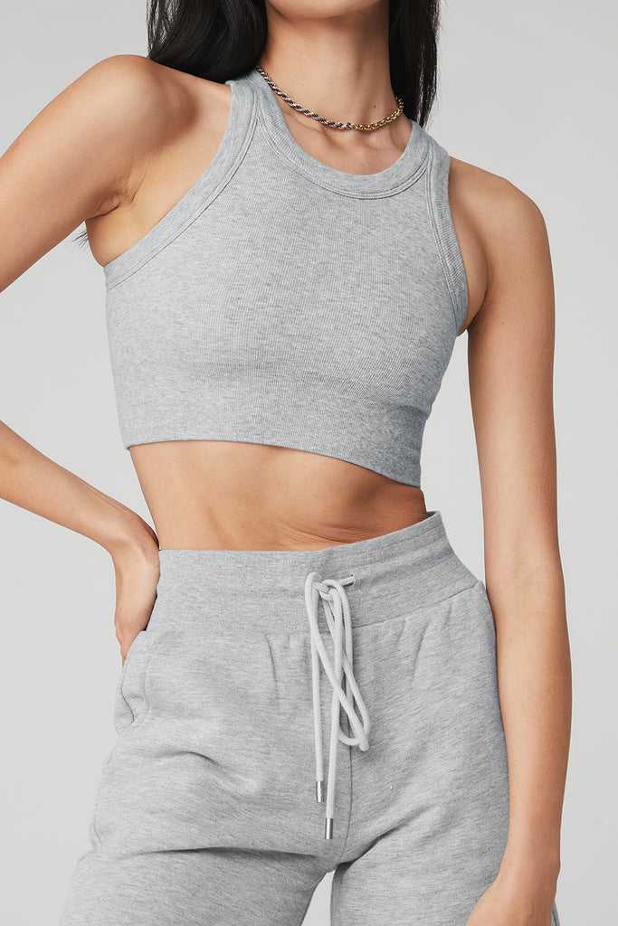 Tílko Alo Yoga Seamless Delight High Neck Šedé | FPVRALN-04